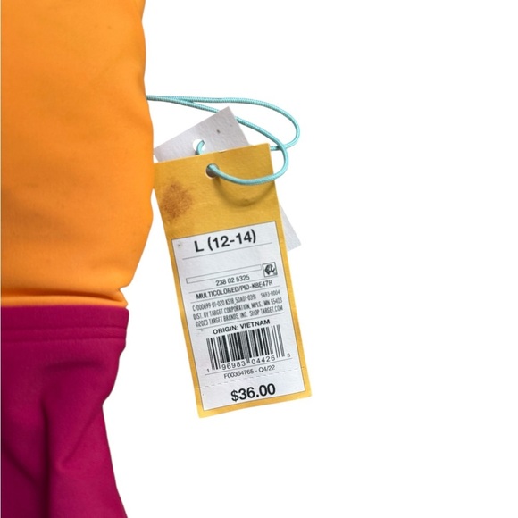 Kona Sol Pink and Orange One Piece Racerback Swimsuit - Picture 3 of 3